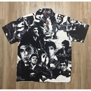 Vintage Tony Montana Scarface All Over Print Button Down Shirt Size L‎